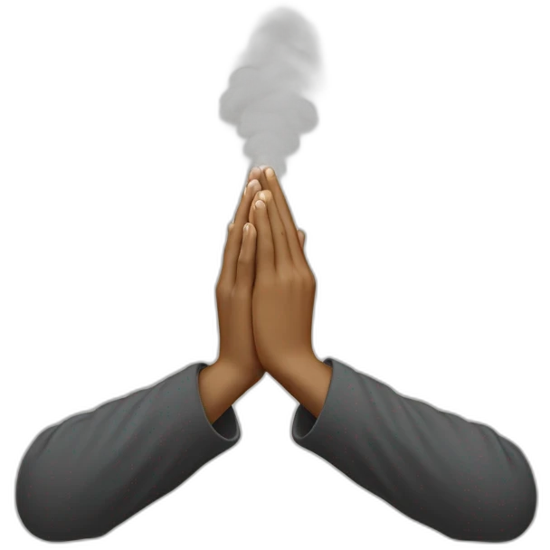 hands in prayer with smoke rising from the fingertiops emoji