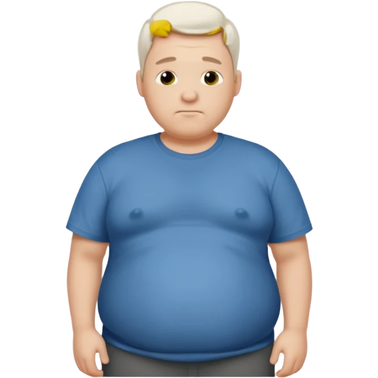 Male has bloated belly in t-shirt profile angle shot emoji
