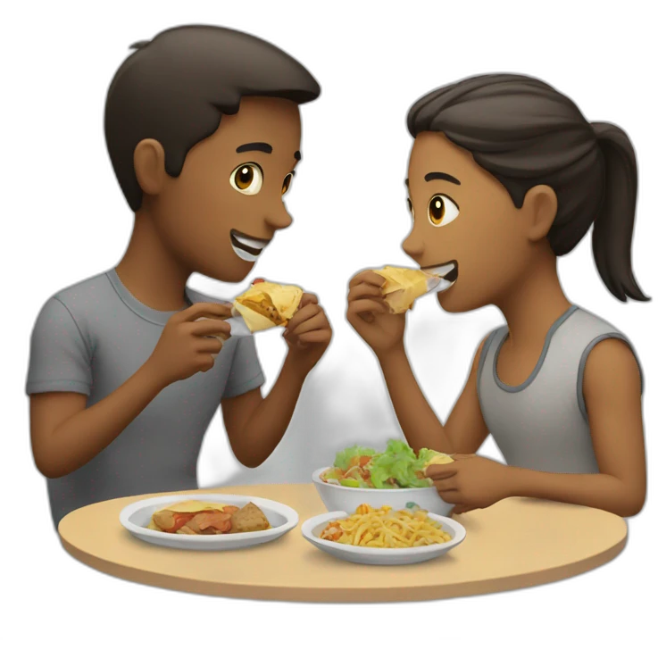 Two friends eating lunch emoji