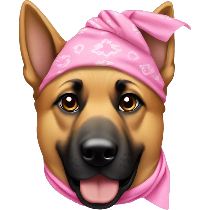 German Shephard wearing a pink bandana emoji