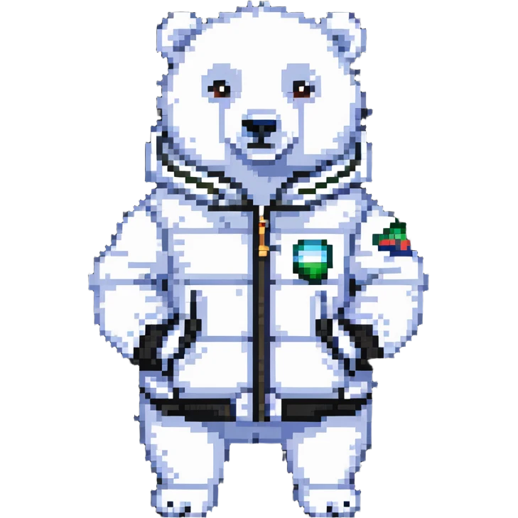 polar bear wearing a white puffer jacket emoji