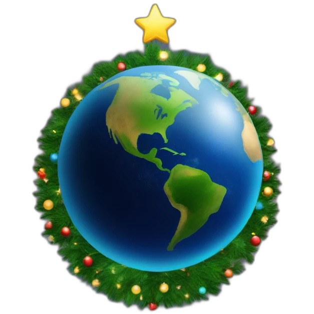 planet earth as christmas tree sphere emoji