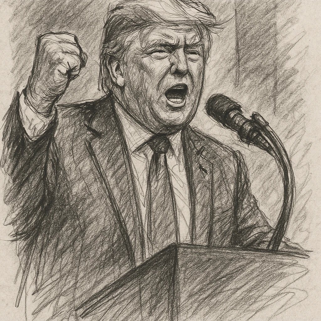 Donald Trump speaking at a rally emoji