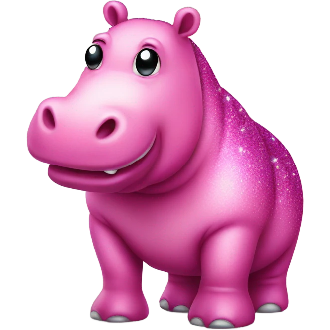 Hot pink hippo with glitter standing emoji