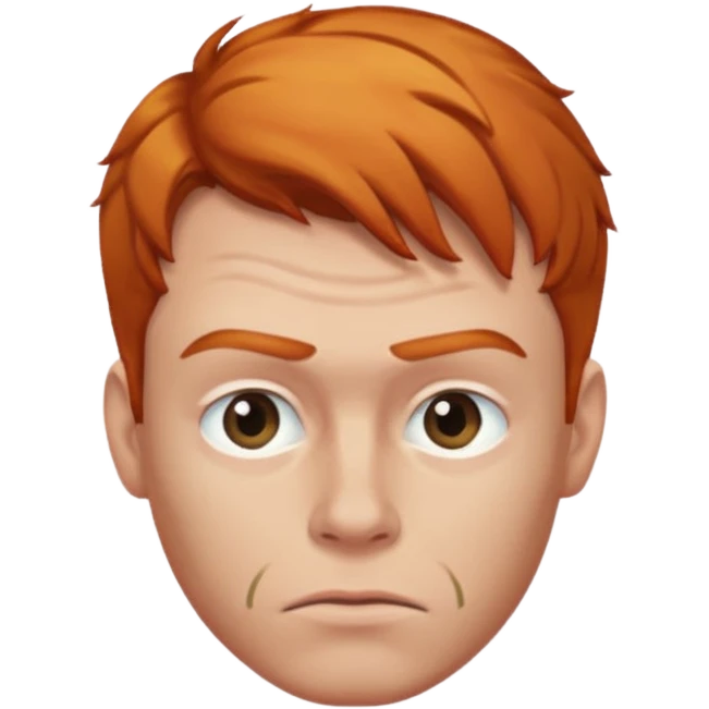The 🤨 raised eyebrow emoji but with short ginger hair (a man) emoji