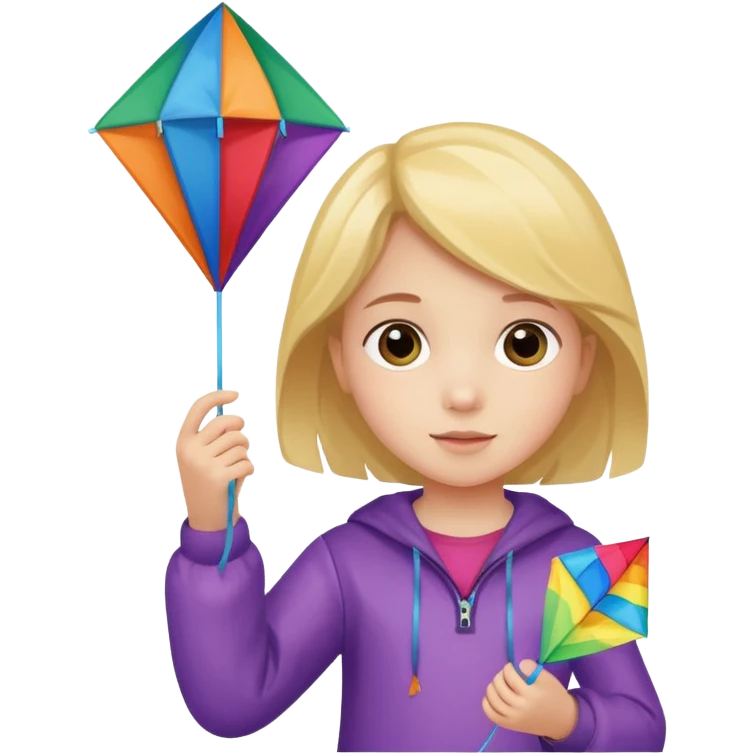 little girl kid holding kite emoji