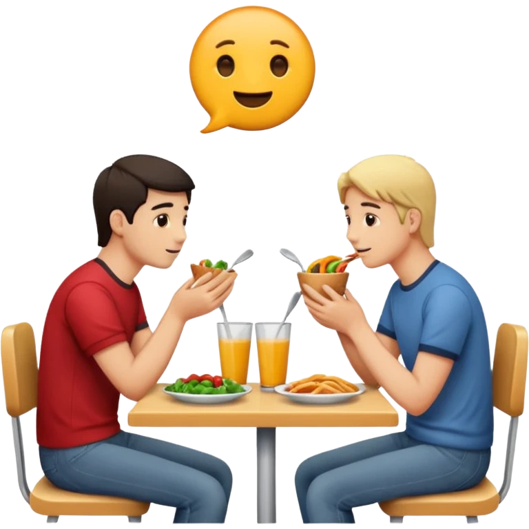 friends having lunch together, face each other emoji