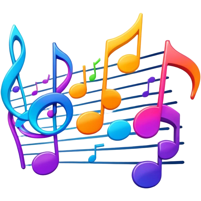 An icon showing vibrant musical notes and rhythm bars, inspired by Muse Dash. The design features colorful, dynamic elements flowing in sync with the beat, with a character dancing in the background. Bright, energetic visuals emphasize the excitement of rhythm-based gameplay. Transparent background. emoji