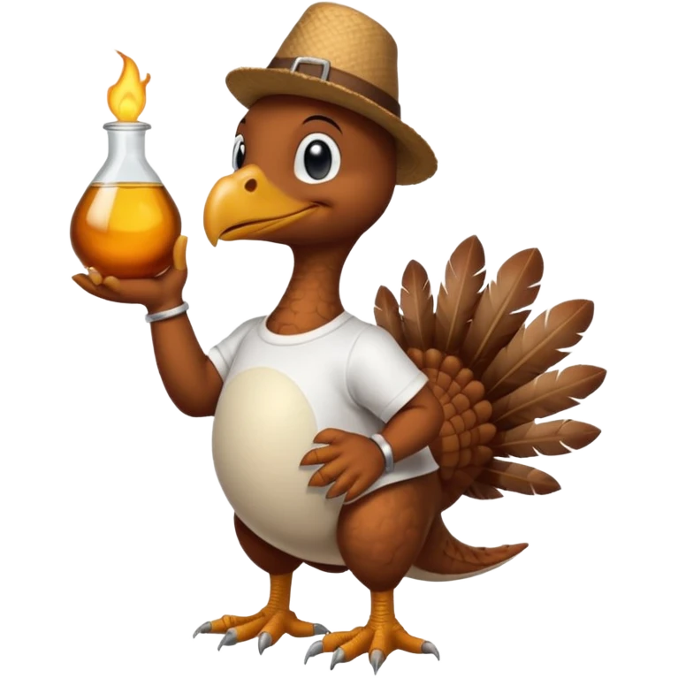 Thanksgiving Turkey wearing a T-shirt with a Sinclair oil dinosaur emoji