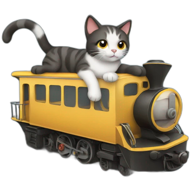 CAT riding s train emoji