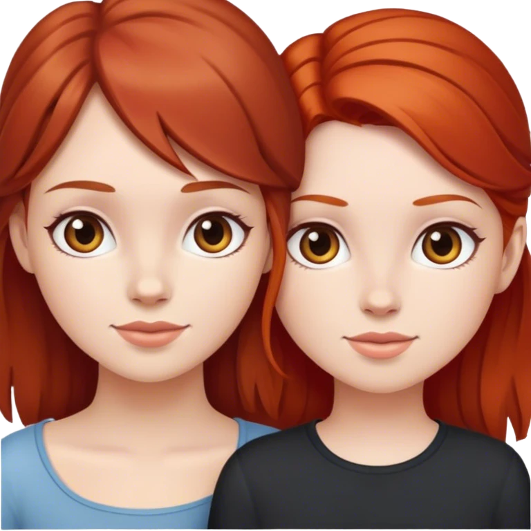 Best friends brunette girl with a red headed girl  emoji