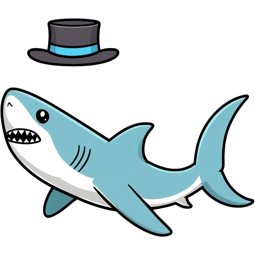 Shark with a top hat emoji