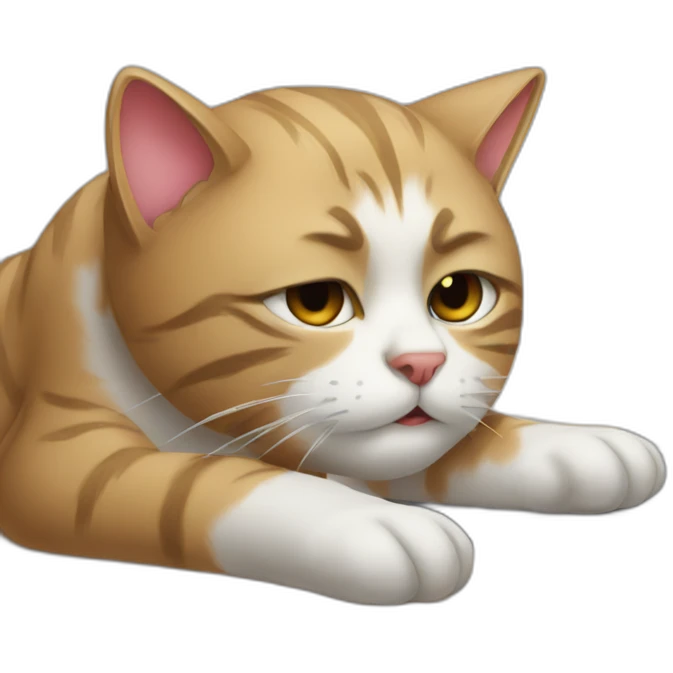 tired cat in front of computer emoji