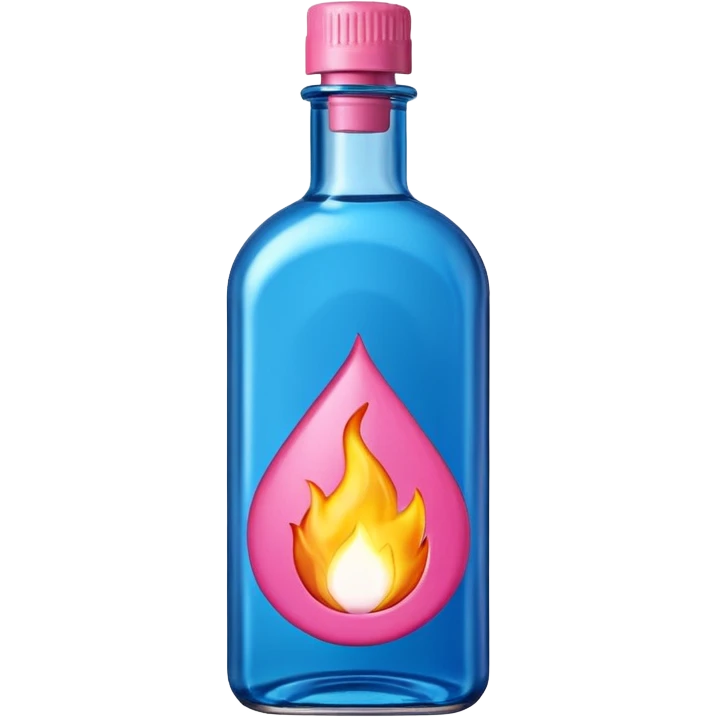 bottle of oil blue top pink outside with logo that says Diddy oil with fire emoji emoji