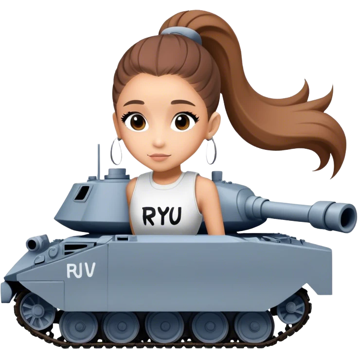 Ariana grande with "ryu" written on toptank emoji