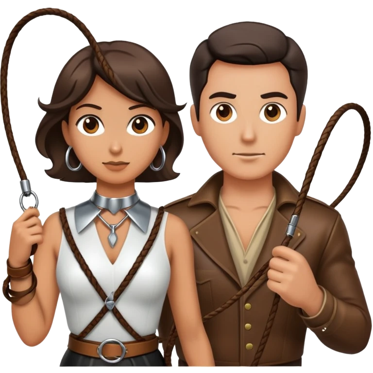 Bdsm guy with a lasso captures a female slave emoji