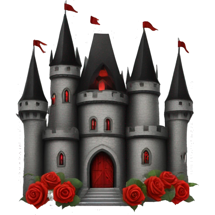 Black and red gothic castle with roses emoji