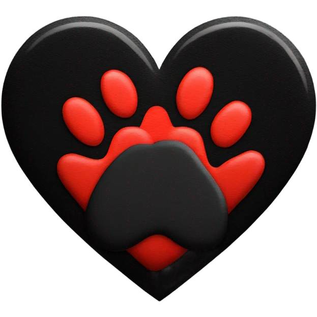 black paw in red heart emoji