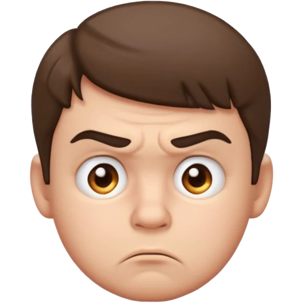 profile picture of a scowling boy, emoji style, puffed cheeks, frowning mouth, simple background emoji