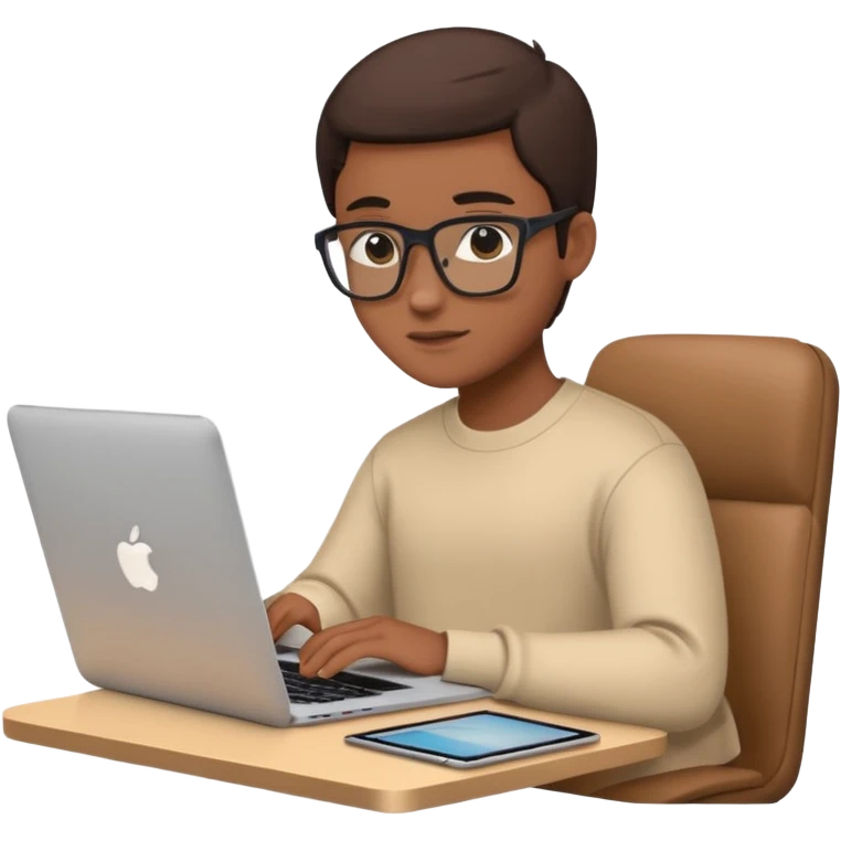 PERSONA ESTUDIANDO CON UN MACBOOK Y UN IPAD emoji