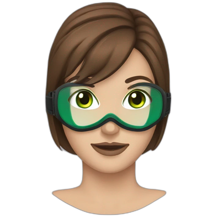woman brown hair diving mask with green eyes emoji