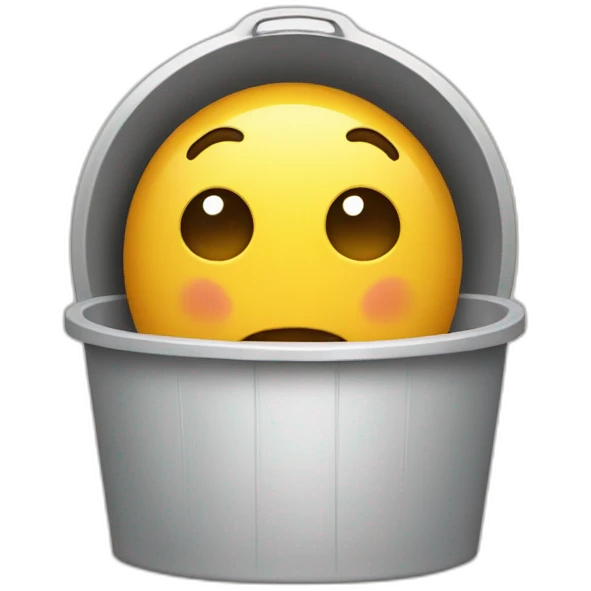 Emoji qui vomi dans une poubelle emoji