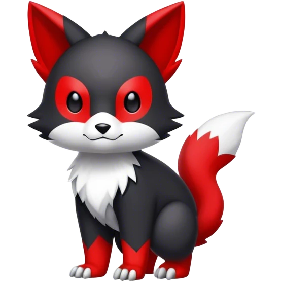 Cute cool black red white animal hybrid Fakemon full body emoji