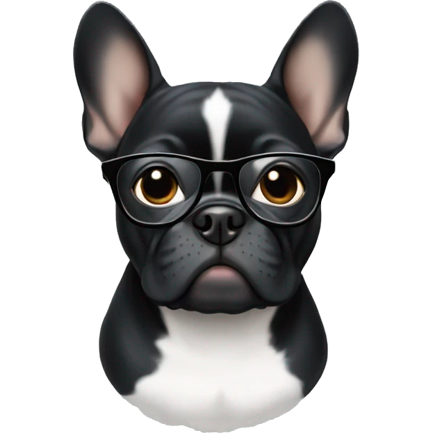 black frenchie with glasses emoji
