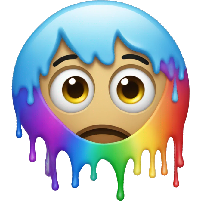 Emoji who cry but with rainbow tears in emoji eyes emoji
