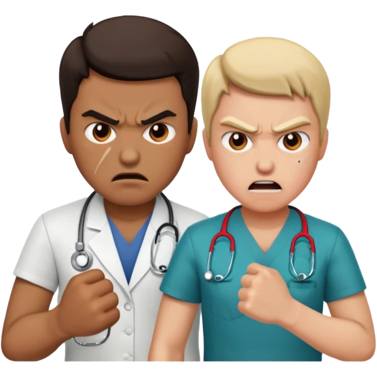 Fighting a doctor emoji