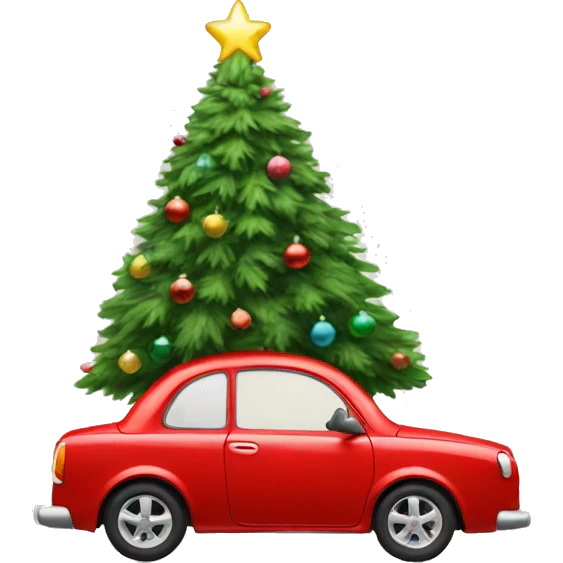 Christmas red Car with Christmas Tree  emoji