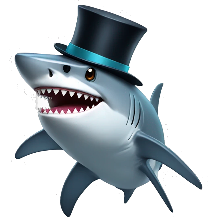 Shark with a top hat emoji