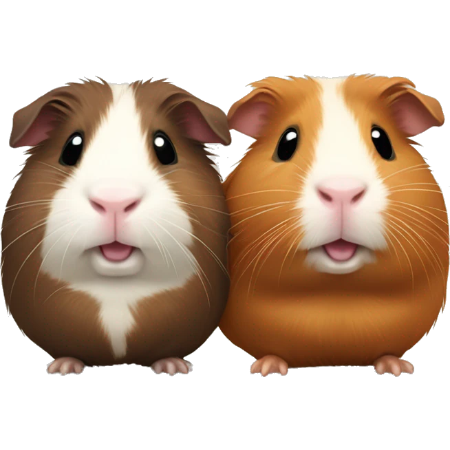 Two Guinea pigs: One brown Guinea pig and one multicolored fat one emoji