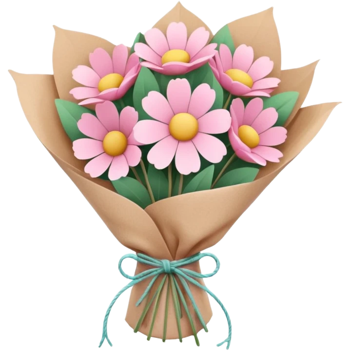 Pink Flower bouquet wrapped in kraft paper emoji