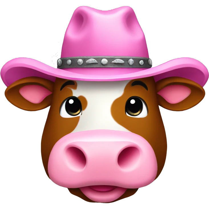 Pink cow with cowboy hat  emoji