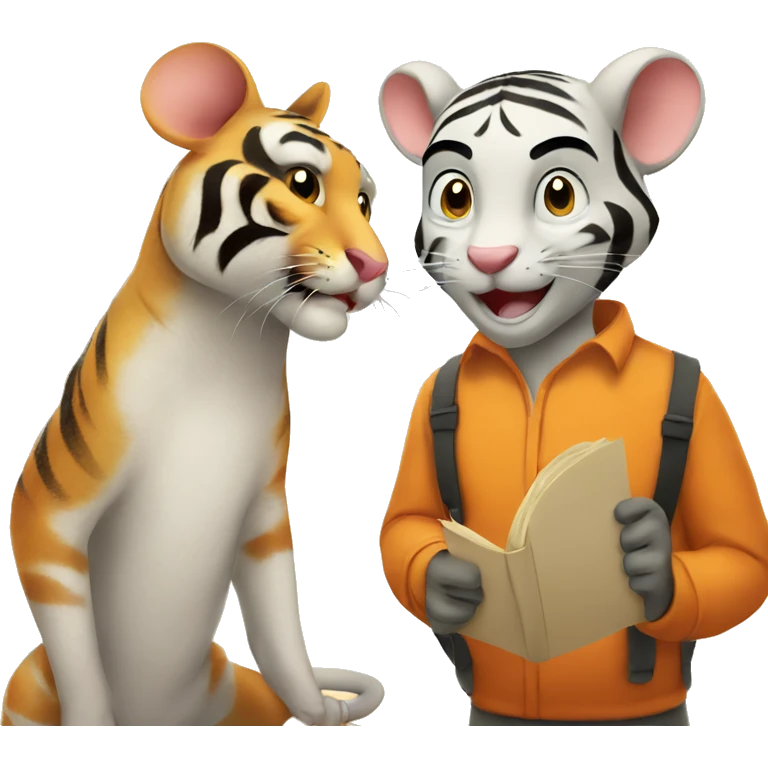 Mouse and Tiger learning together  emoji