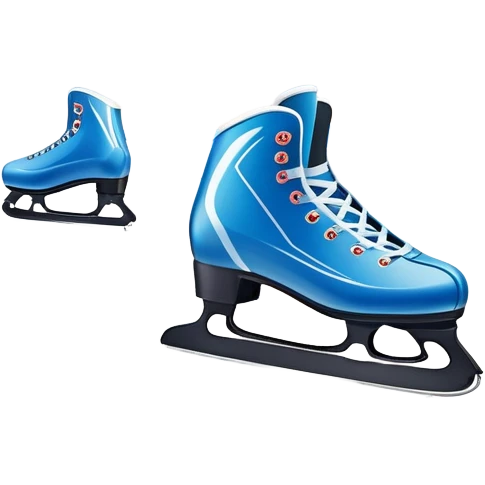 An icon showing a pair of speed skates gliding on an icy track, leaving sharp trails. The background features a grand speed skating arena with spectators, bright lights, and a winter landscape visible through the open structure. Transparent background enhances the dynamic motion. emoji