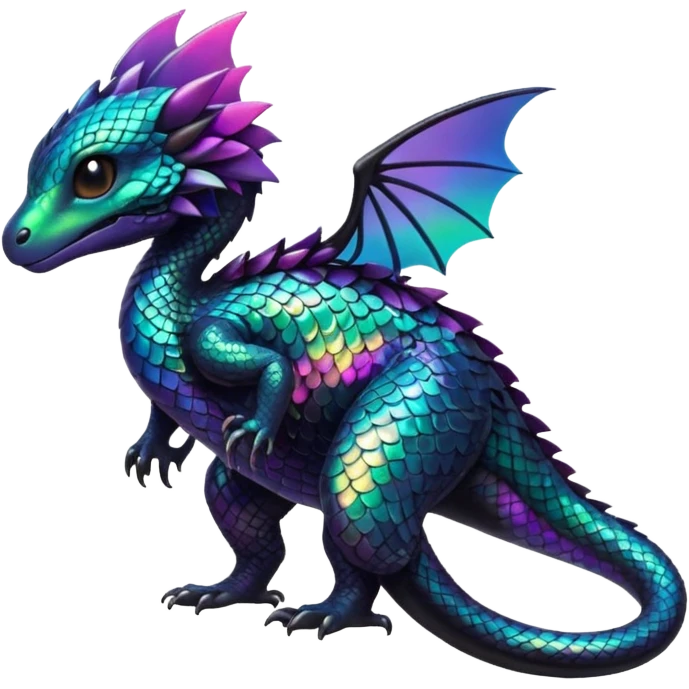 Vibrant black iridescent Fakémon-creature emoji