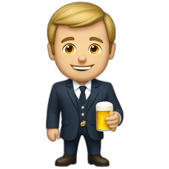 Macron buvant une bierre emoji
