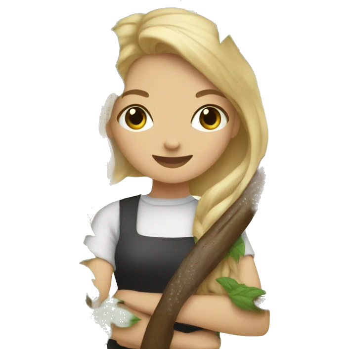 Girl barista hiding behind a tree emoji
