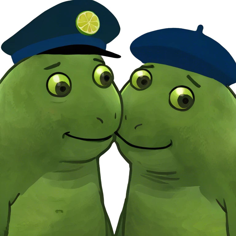 Two lemons kissing emoji