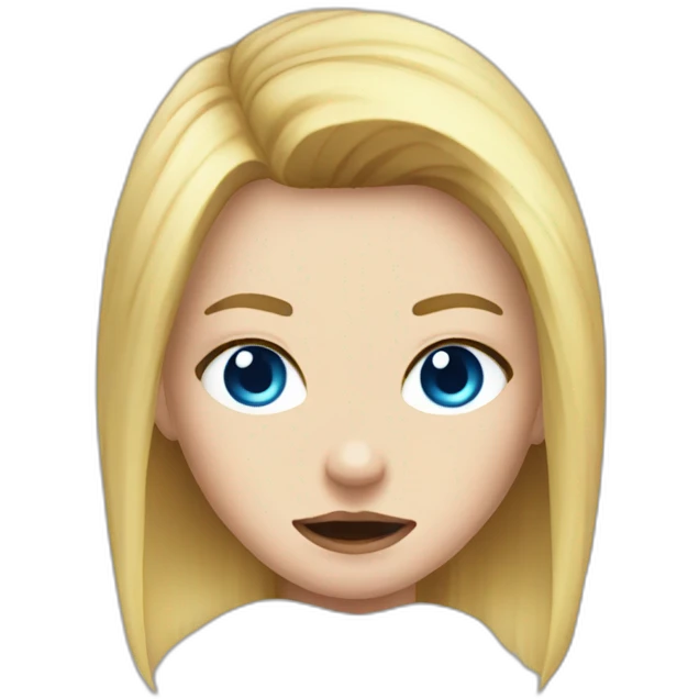 Girl with blond hair and blue eye take coup off blood emoji