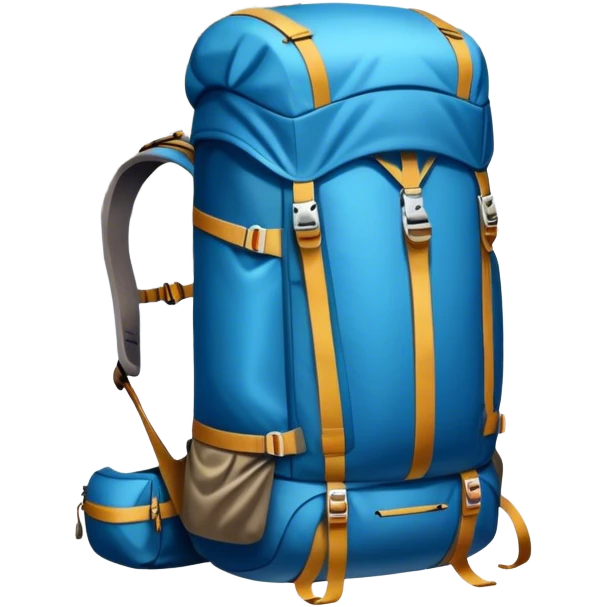 Icon for Mountain Tourism and Climbing: a mountain peak in the background, climbing gear and backpack. The icon should capture the adventure and challenge of alpine exploration. Transparent background. emoji