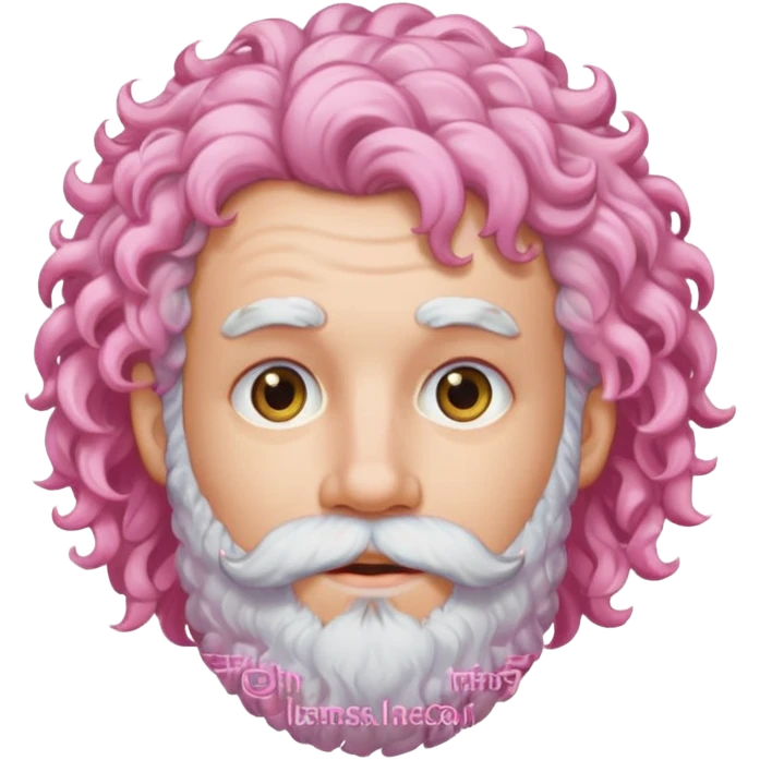 very white bearded pink curly haired  emoji