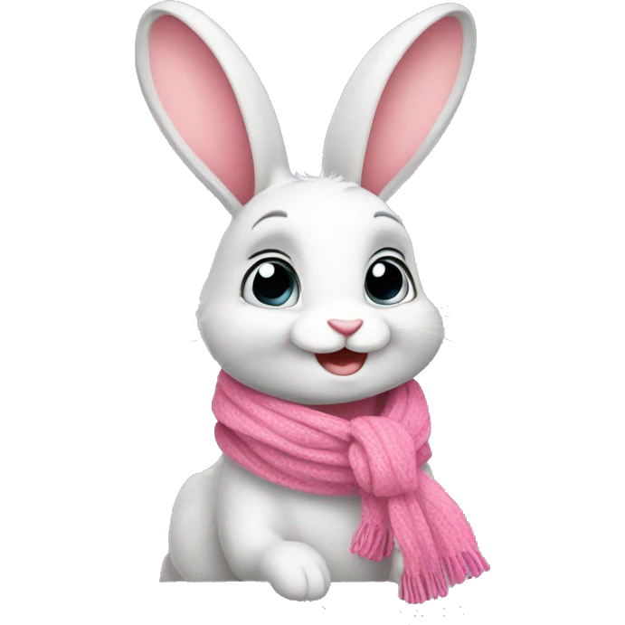 cute rabbit with a pinky scarf emoji