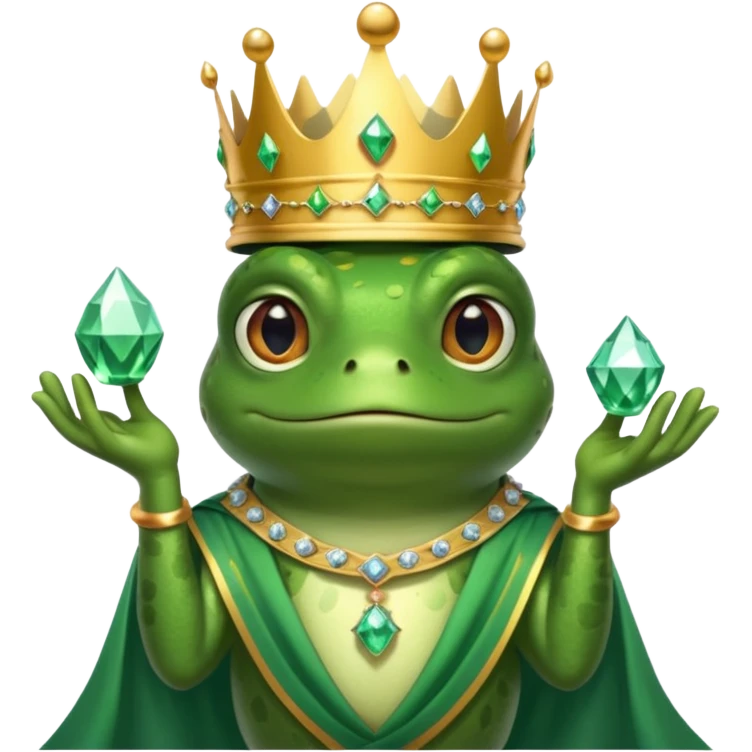 frog King, with crown, crystal and standing, royal cloth emoji