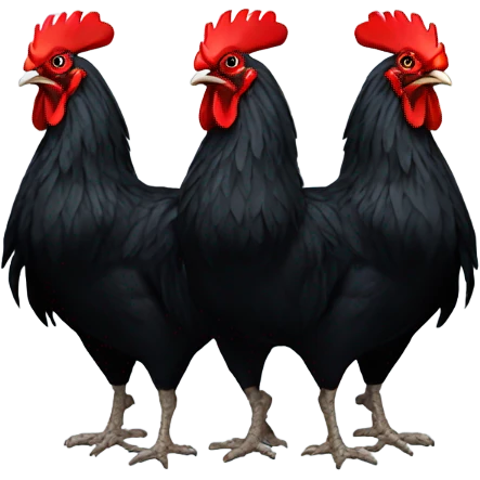 3 black roosters emoji
