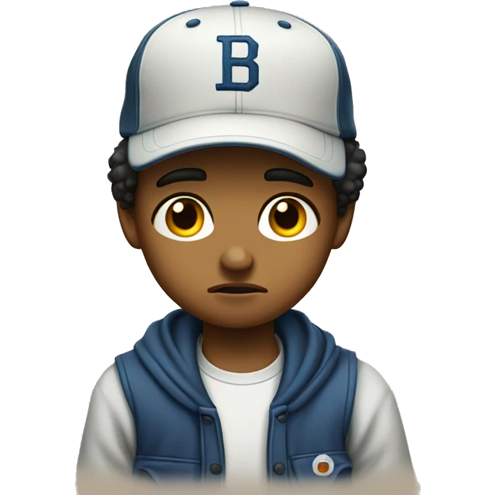 boy in baseball cap make him look really sad emoji