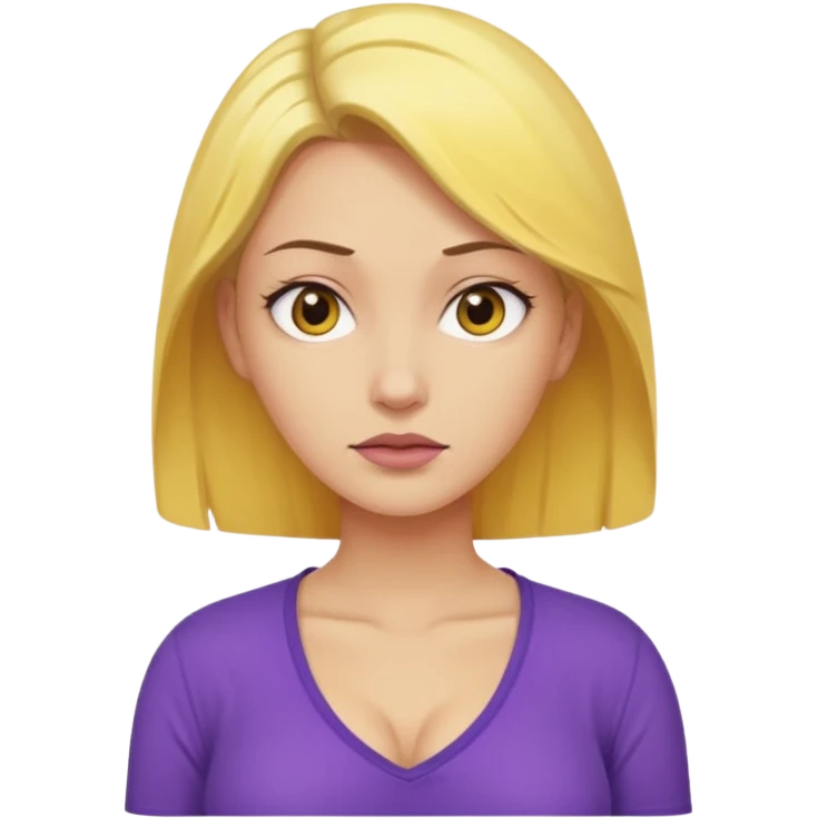 Make a yellow woman with a purple shirt with exposed boobs emoji