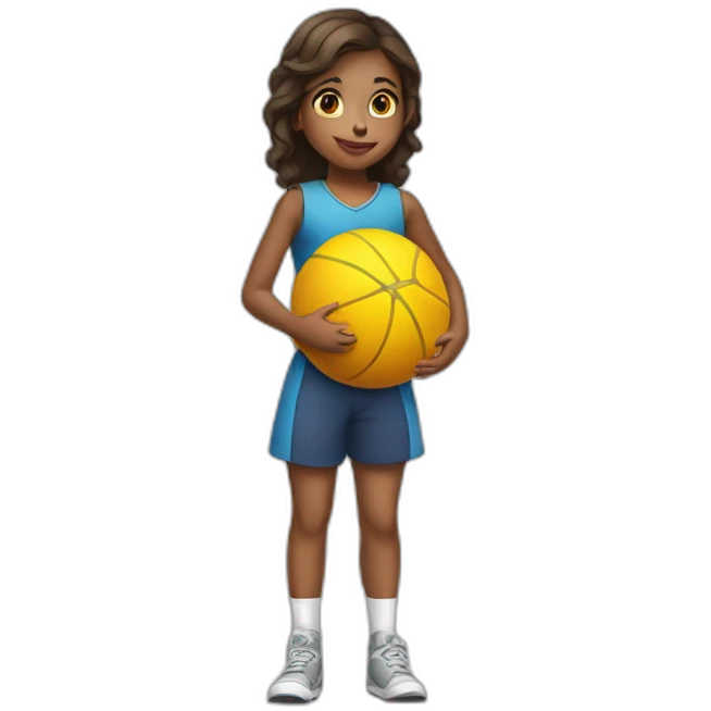a young girl with a ball in full growth emoji
